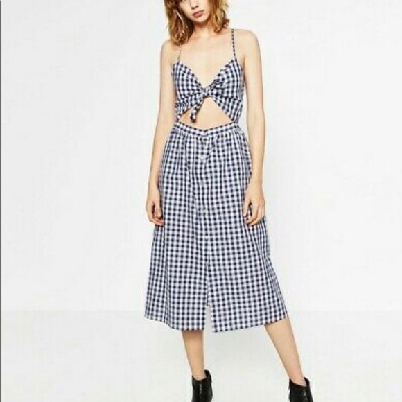 Zara Dresses & Skirts - 🌱Zara Check Gingham Tie Front Dress